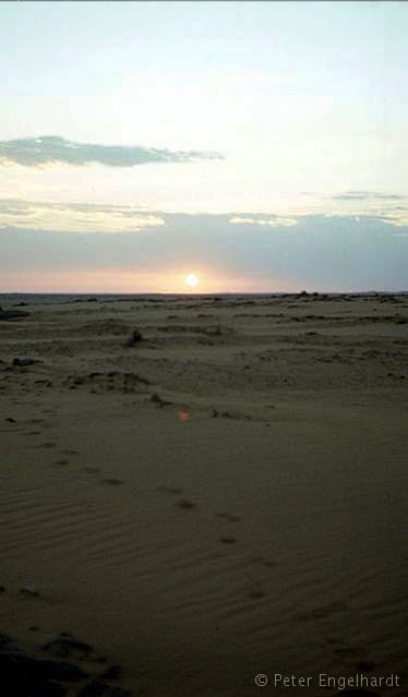 Sonnenaufgang in der Sahara, nach unserer ersten Nacht im Niger.