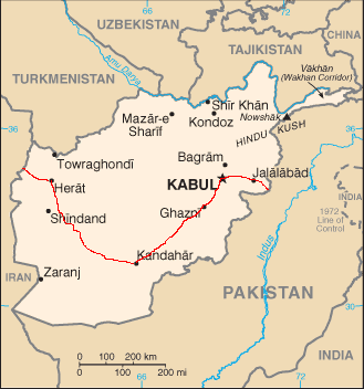 Route durch Afghanistan