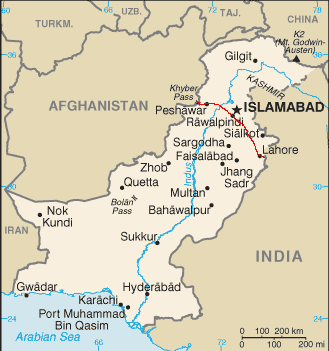 Route durch Pakistan