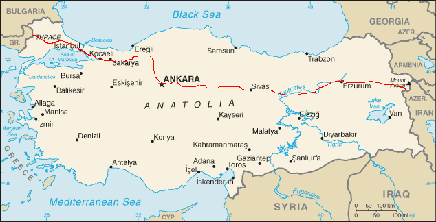 Route durch die Türkei